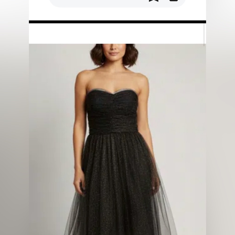 Strapless Black Sparkle Tulle Evening Dress
